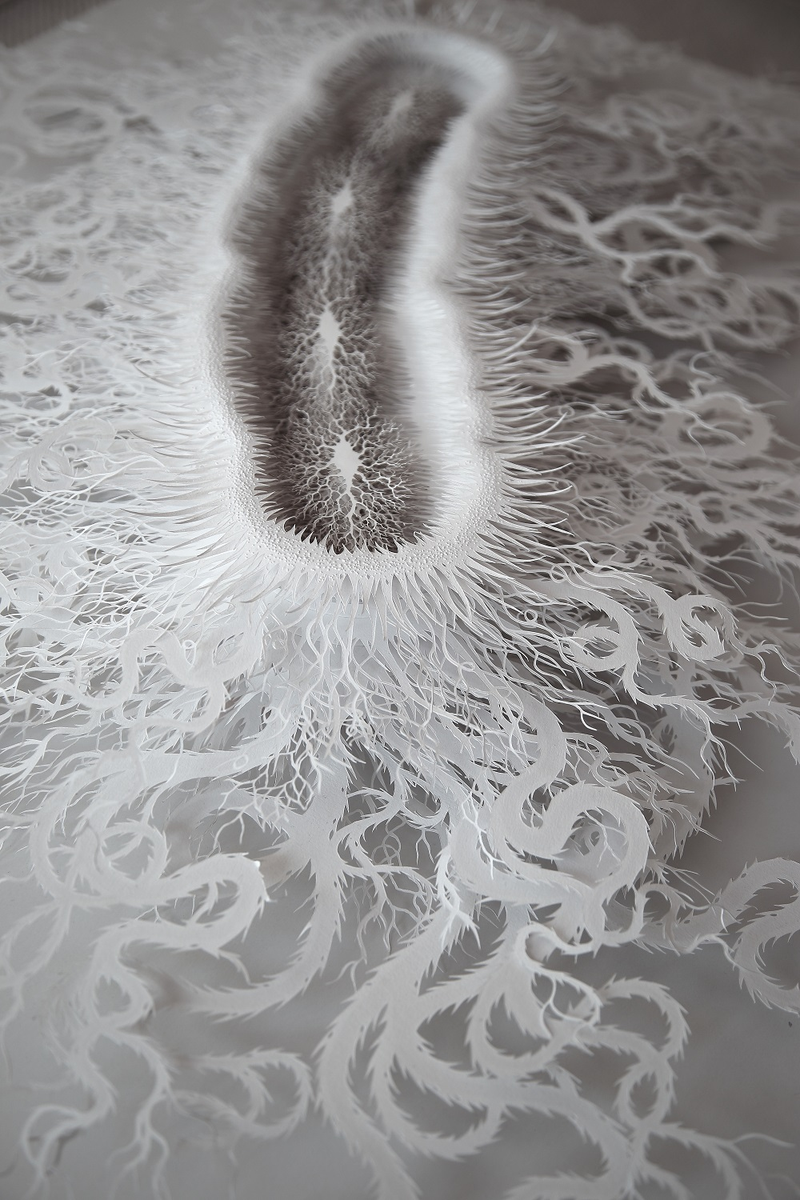 Illustration for article titled This haunting bacteria is actually an intricate hand-cut paper sculpture